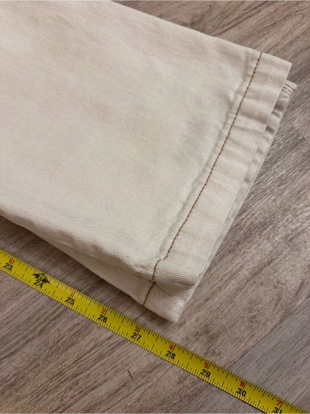 S.O.N.G. 90s Boyfriend Carpenter Jeans Cream Wide Leg Women’s 7/28 - Picture 7 of 7